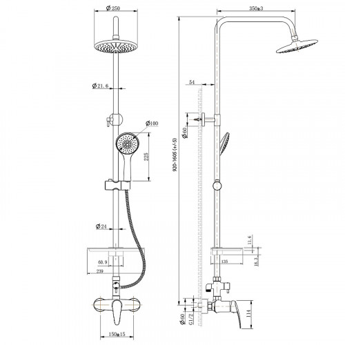 Душевая система Lemark Linara LM0460C Хром латунь на стену