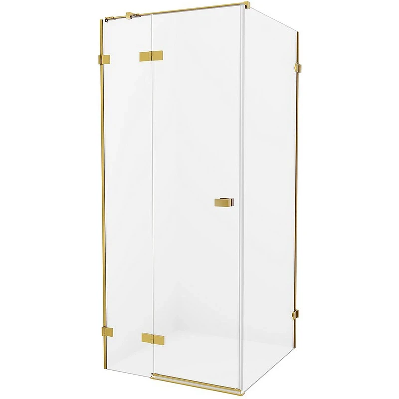 Душевой уголок New Trendy Avexa Gold 100х80 L EXK-1754 профиль Брашированное золото стекло прозрачное
