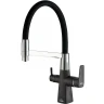 Смеситель для кухни ZorG Steel Hammer SH 818-6 BLACK CR Черный матовый Хром латунь на столешницу