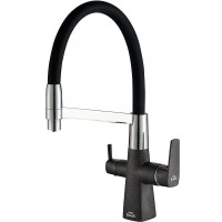 Смеситель для кухни ZorG Steel Hammer SH 818-6 BLACK CR Черный матовый Хром латунь на столешницу