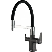 Смеситель для кухни ZorG Steel Hammer SH 818-6 BLACK CR Черный матовый Хром латунь на столешницу