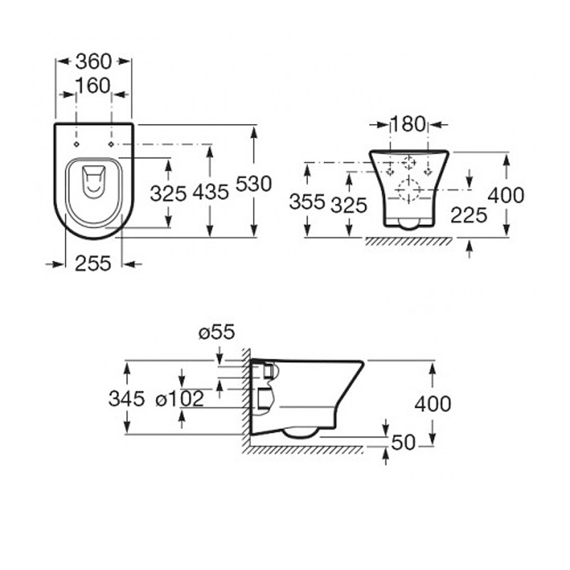 Унитаз Roca Leon ZRU9307612 подвесной цвет Белый без сиденья