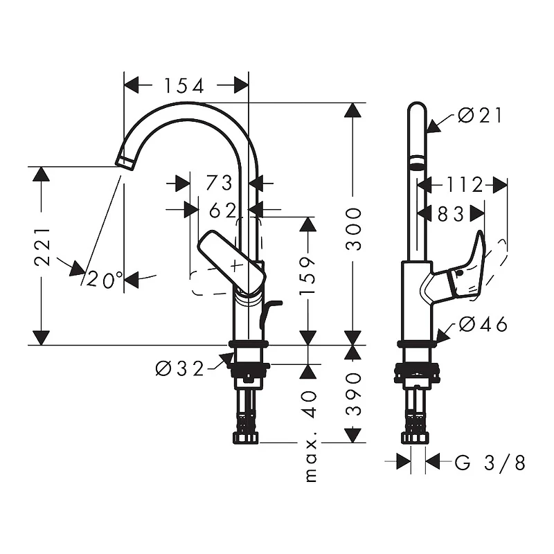 Смеситель для раковины Hansgrohe Logis 71130670 Черный матовый латунь