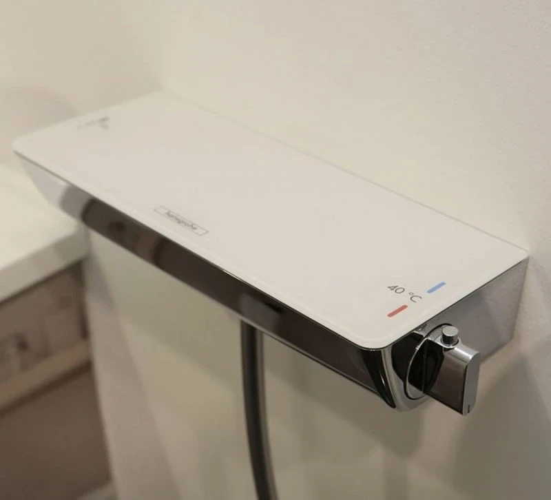 Смеситель для душа Hansgrohe Ecostat Select 13161400 с термостатом Хром Белый латунь на стену
