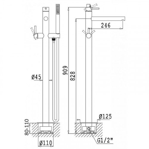 Смеситель для ванны Cezares Czr CZR-B-VDP-03 Золото латунь на пол