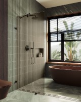 Душевая перегородка Maybah Glass MGD-262-6 790x1950 коннектор стена-стекло Черный стекло бронзовое