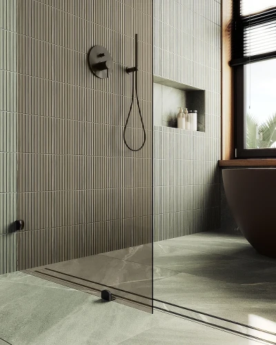 Душевая перегородка Maybah Glass MGD-262-6 790x1950 коннектор стена-стекло Черный стекло бронзовое