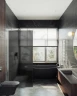 Душевая перегородка Maybah Glass MGD-694-5у 890x1950 в узком профиле Хром матовый стекло графитовое матовое