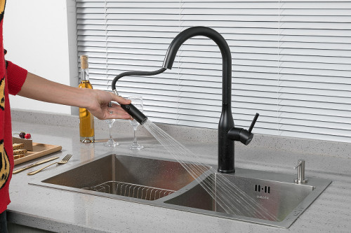 Смеситель для кухни Gappo G4398-46 Черный матовый нержавеющая сталь