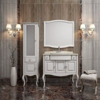 Шкаф пенал Opadiris Лаура 44 L Z0000012756 Белый матовый ручки Swarovski Хром МДФ / ЛДСП, массив дерева, стекло