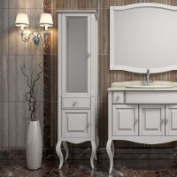 Шкаф пенал Opadiris Лаура 44 L Z0000012756 Белый матовый ручки Swarovski Хром МДФ / ЛДСП, массив дерева, стекло