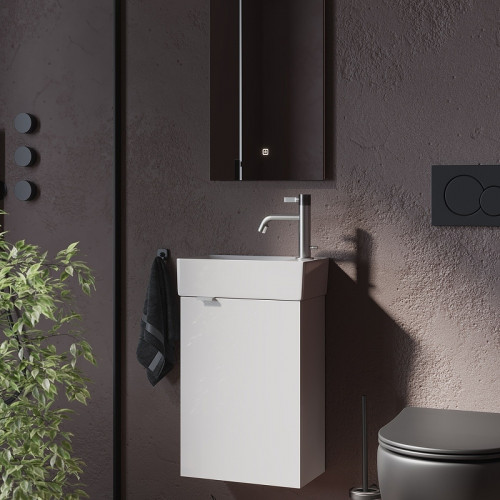 Тумба под раковину Sancos Mini 37 R MN35WR подвесная Белый глянец МДФ / ЛДСП