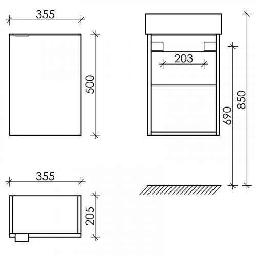 Тумба под раковину Sancos Mini 37 R MN35WR подвесная Белый глянец МДФ / ЛДСП