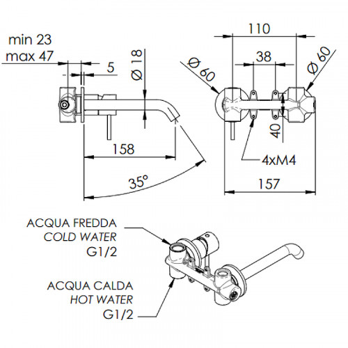 Смеситель для раковины Remer X-Style X15PBO Белый матовый латунь встраиваемый