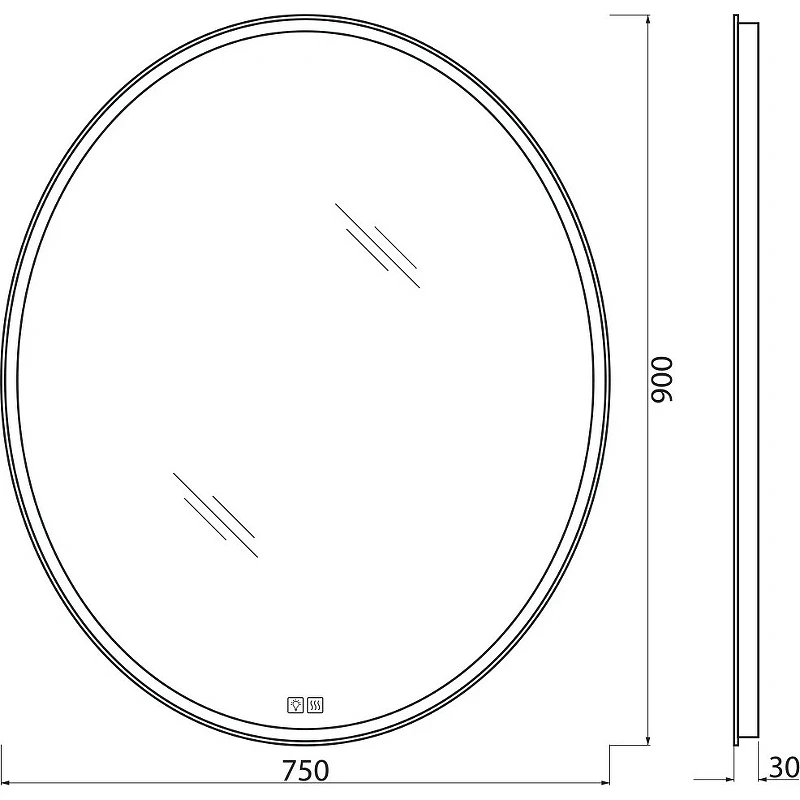 Зеркало BelBagno 75 SPC-VST-750-900-LED-TCH-WARM с подсветкой с подогревом с сенсорным выключателем стекло