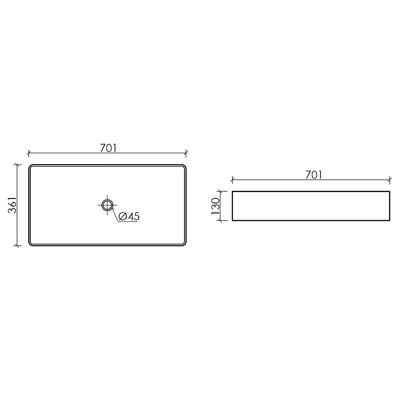 Раковина-чаша Ceramicanova Element 70 CN6071 Белая фарфор накладная