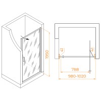 Душевая дверь RGW Stilvoll SV-05 100 70320510-151 профиль Хром стекло Ribbed