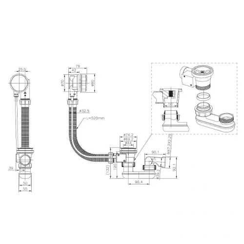 Слив-перелив Triton CK60PF Щ0000039638 полуавтомат цвет Хром