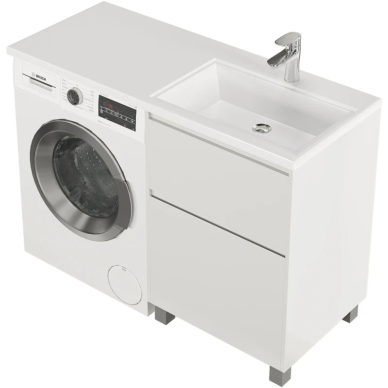 Тумба с раковиной Creto Cafor 120 R 19-W120R Белый глянец МДФ / ЛДСП