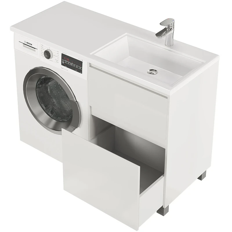 Тумба с раковиной Creto Cafor 120 R 19-W120R Белый глянец МДФ / ЛДСП