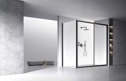 Душевая стенка Veconi Rovigo KP-13 100 KP13B-100-01-C5 профиль Черный стекло прозрачное