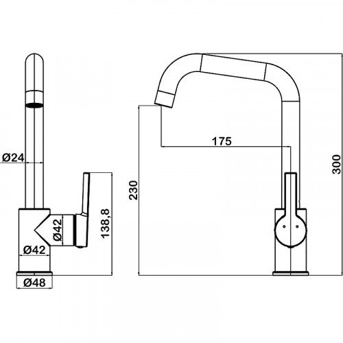 Смеситель для кухни Swedbe Swedbe Diana 1041B Черный матовый латунь