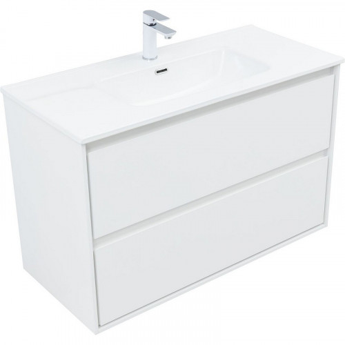 Тумба под раковину Aquanet Милан 100 336370 подвесная Белый глянец МДФ / ЛДСП
