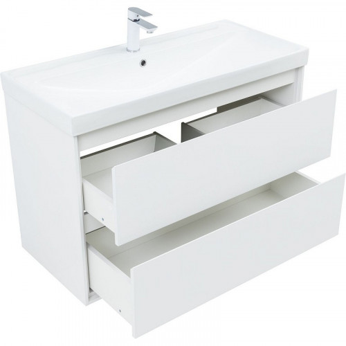 Тумба под раковину Aquanet Милан 100 336370 подвесная Белый глянец МДФ / ЛДСП