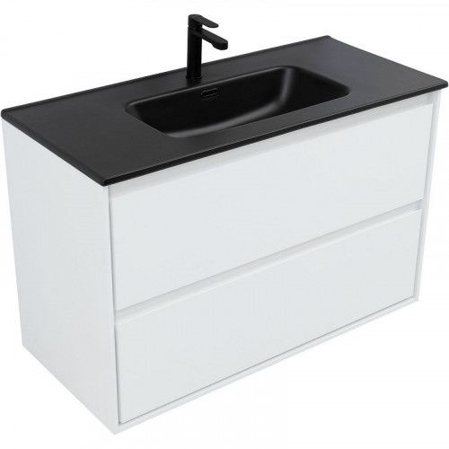 Тумба под раковину Aquanet Милан 100 336370 подвесная Белый глянец МДФ / ЛДСП