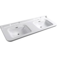 Раковина Kerasan Waldorf 150 4143K1bi/cr*1 двойная Белая фарфор подвесная, полувстраиваемая