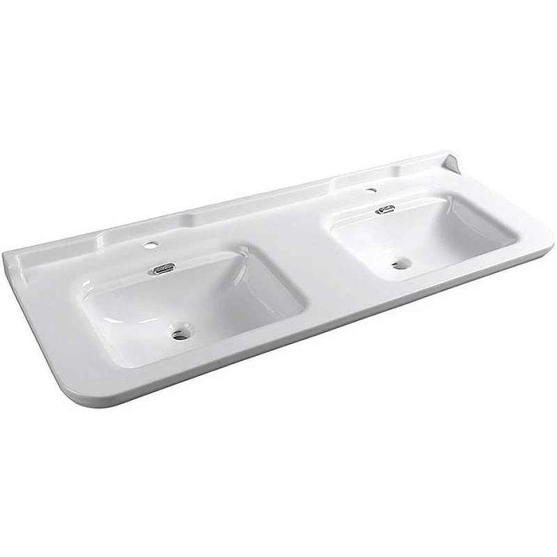Раковина Kerasan Waldorf 150 4143K1bi/cr*1 двойная Белая фарфор подвесная, полувстраиваемая