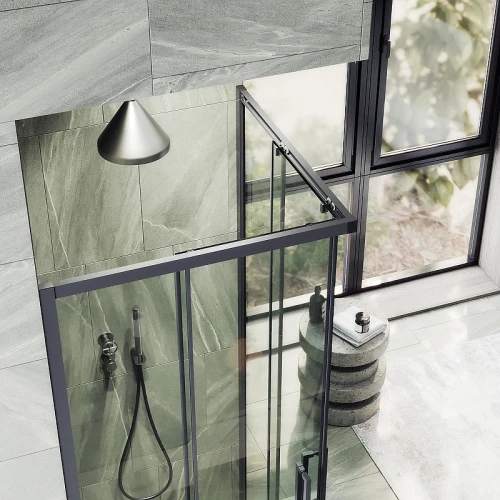 Душевой уголок Maybah Glass MGY-1324-6 1000x1000x1950 раздвижной профиль Черный стекло прозрачное