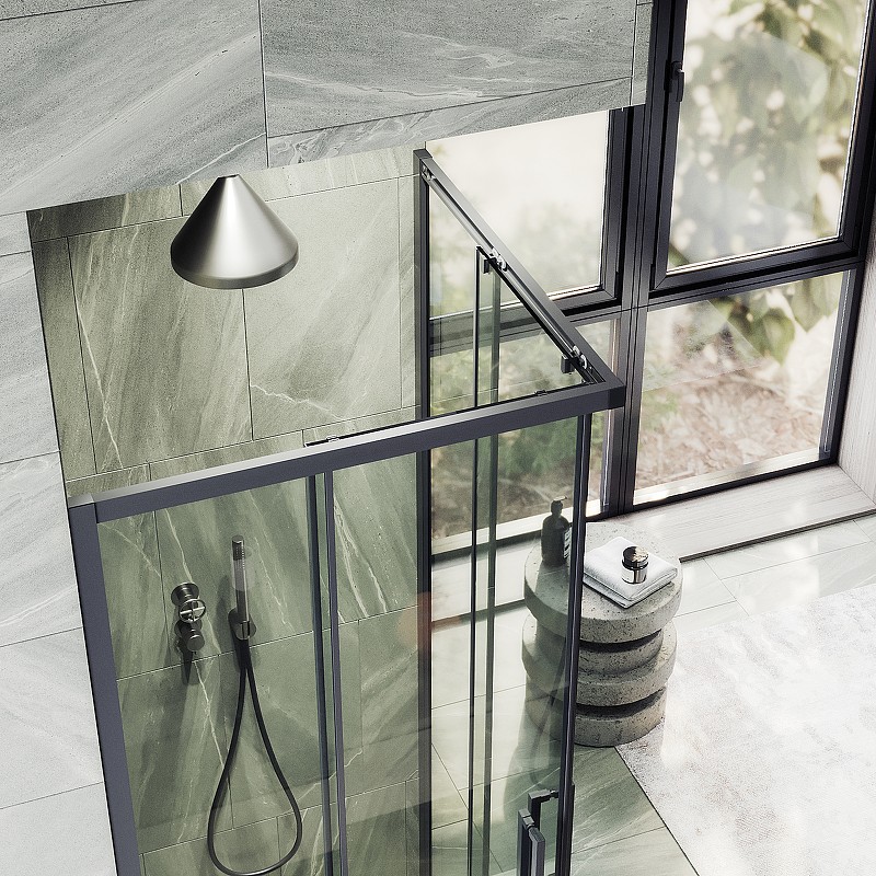 Душевой уголок Maybah Glass MGY-1324-6 1000x1000x1950 раздвижной профиль Черный стекло прозрачное