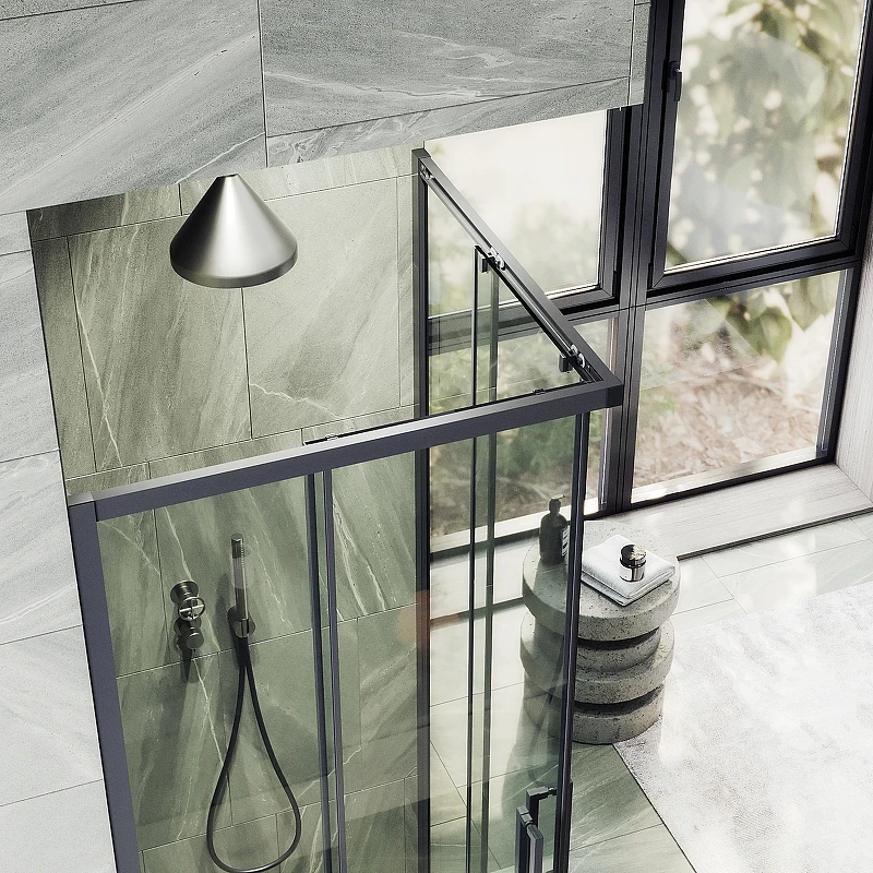 Душевой уголок Maybah Glass MGY-1324-6 1000x1000x1950 раздвижной профиль Черный стекло прозрачное