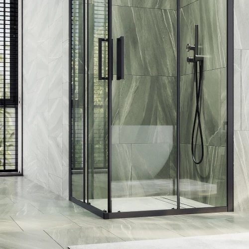 Душевой уголок Maybah Glass MGY-1324-6 1000x1000x1950 раздвижной профиль Черный стекло прозрачное