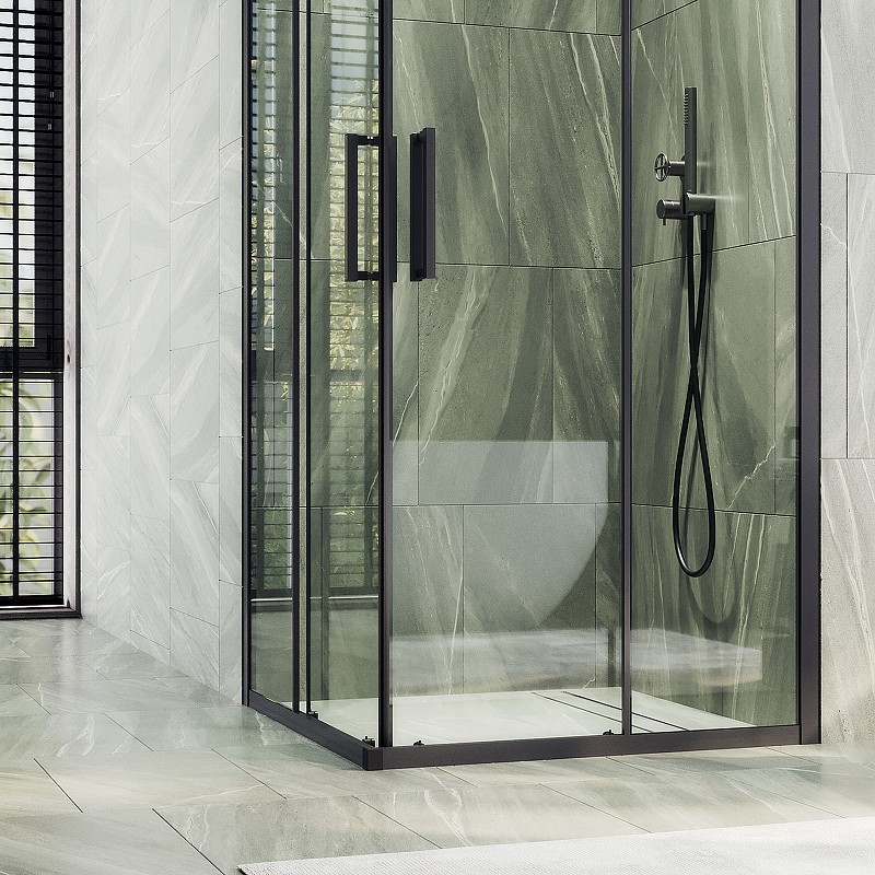 Душевой уголок Maybah Glass MGY-1324-6 1000x1000x1950 раздвижной профиль Черный стекло прозрачное