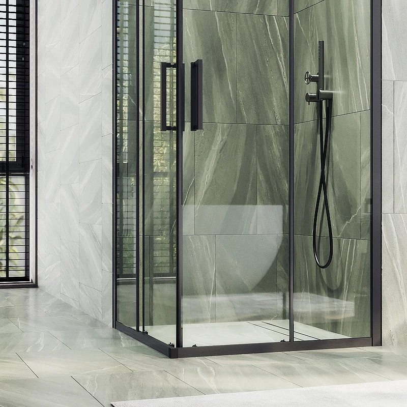 Душевой уголок Maybah Glass MGY-1324-6 1000x1000x1950 раздвижной профиль Черный стекло прозрачное