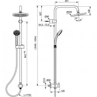 Душевая система Ideal Standard Ideal Rain Soft A5689AA Хром нержавеющая сталь на стену