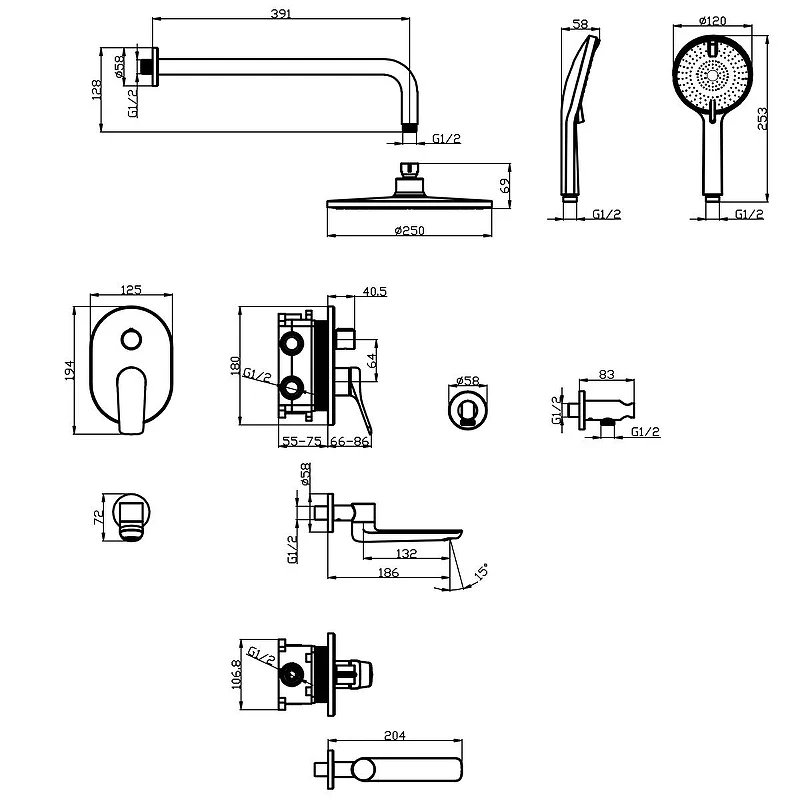 Душевая система Lemark Ortus LM11322C цвет Хром