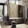Шторка для ванны Maybah Glass MGV-790-5 800х1400 поворотная на монопетле с полотенцедержателем Хром матовый стекло бронзовое матовое