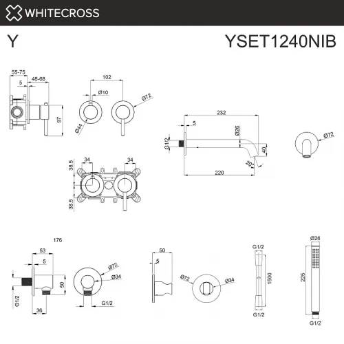Смеситель для ванны Whitecross Y brushed nickel YSET1240NIB цвет Никель брашированный