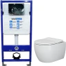 Комплект унитаза Ceramicanova Play CN3001 с инсталляцией WellWant Standart 50 WWISI1110B с сиденьем Микролифт и клавишей смыва Хром глянцевый фарфор подвесной