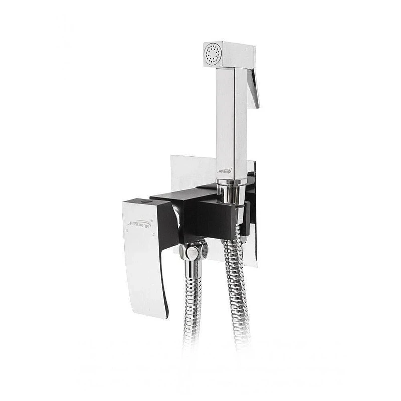Гигиенический душ со смесителем Hansberge Cubito H3077BC цвет Хром Черный матовый