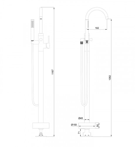 Смеситель для ванны Wonzon &amp; Woghand Stick WW-88649017-CR цвет Хром