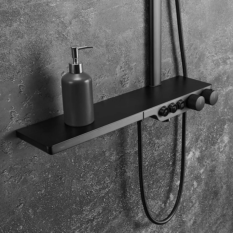 Душевая система Black&White Universe U7655GM 7655GM с термостатом Gun Metal латунь на стену