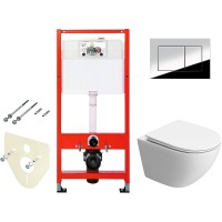 Комплект унитаза BelBagno Uno-Tor BB5177CH-TOR/SC с инсталляцией Tece Profil 9400412 с сиденьем Микролифт и клавишей смыва Хром глянцевый фаянс подвесной