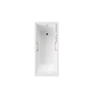 Чугунная ванна Vinsent Veron Devon 180x75 VDV1807545H/VH0012GD-AS цвет Белый с квадратными золотыми ручками и антискользящим покрытием