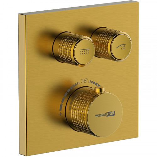 Смеситель для душа WasserKRAFT Aisch 5548 Thermo с термостатом Золото матовое латунь встраиваемый