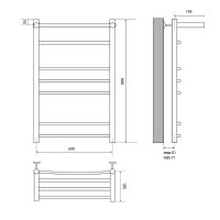 Водяной полотенцесушитель Melodia della vita Shelf Eco 50х80 П6 MTRSO5080 с полкой Полированная сталь