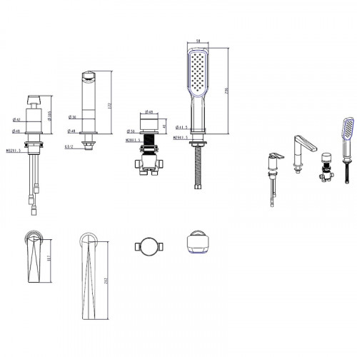 Смеситель на борт ванны Boheme Venturo 370 Хром латунь
